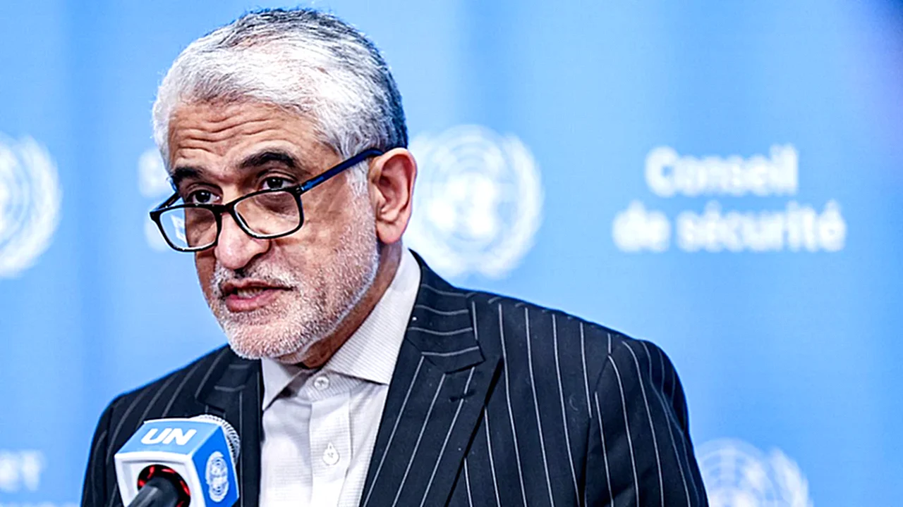 إيران تعلن تقدم سفير إيران في الأمم المتحدة يتحدث أمام مقر