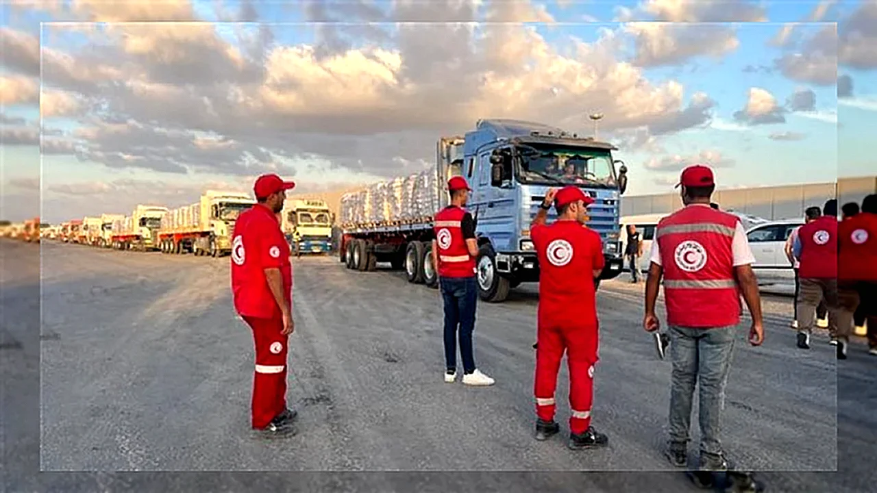 الهلال الأحمر المصري قافلة زاد العزة 186 للهلال الأحمر