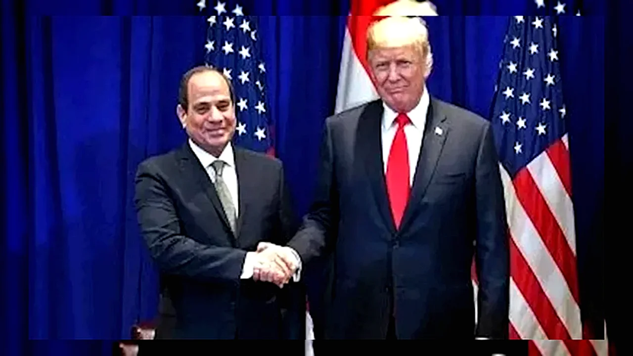 ترامب خلال لقائه ترامب والسيسي خلال لقائهما على هامش قمة