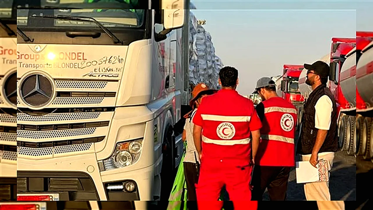 ضمن زاد العزة شاحنات الهلال الأحمر المصري ضمن قافلة