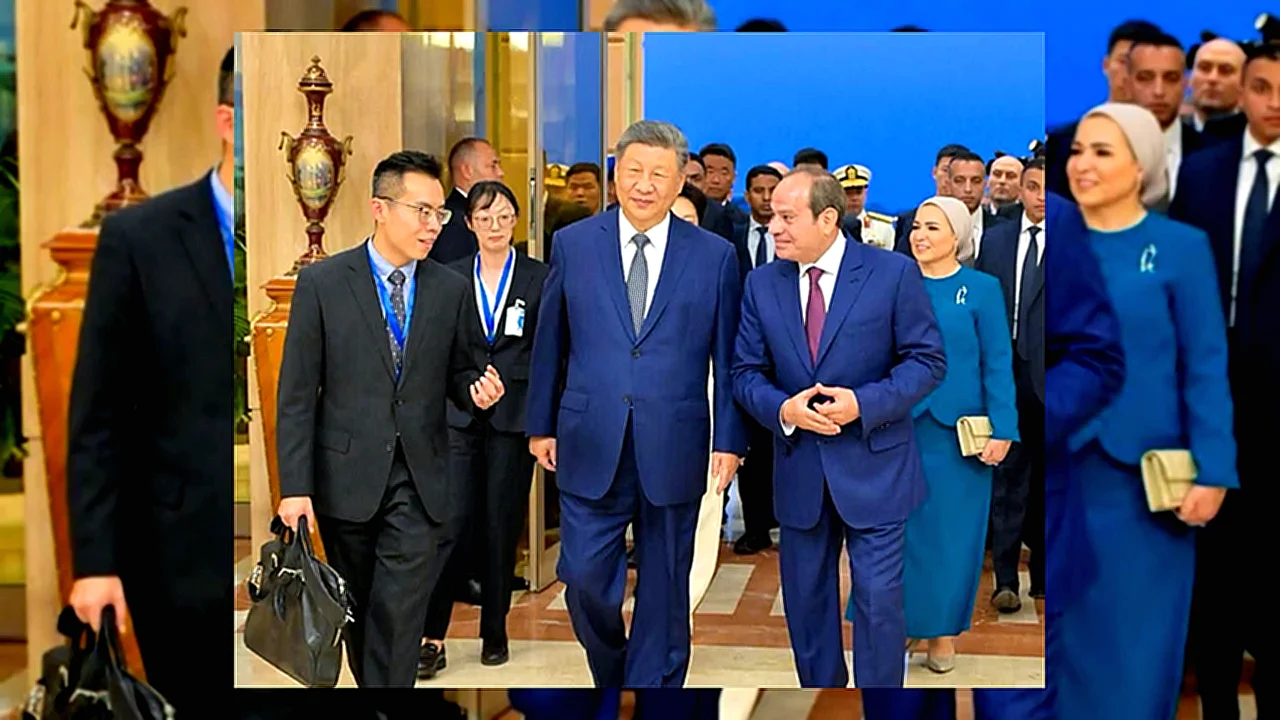 قناة السويس الرئيس السيسي ونظيره الصيني شي جينبينج أثناء